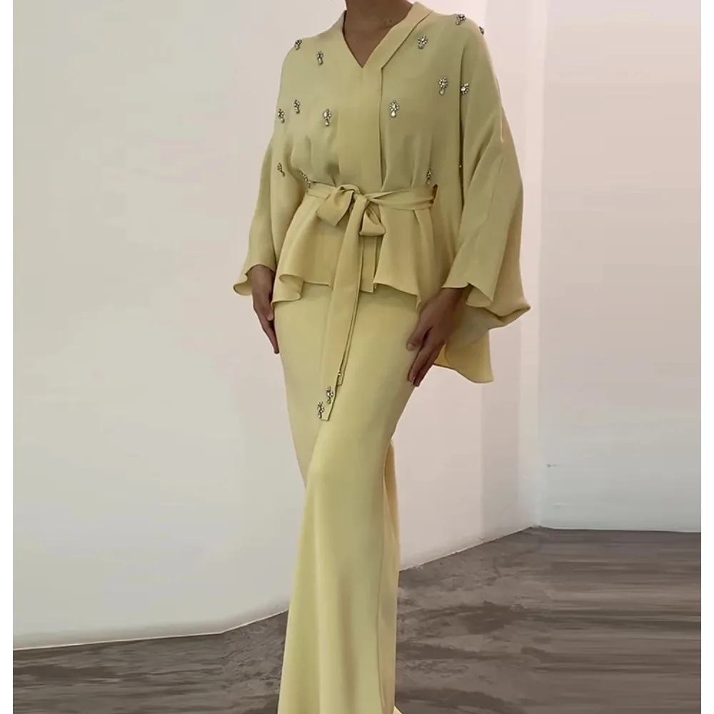 Women 2025 Skirt Set Spring V-Neck Solid Color Lace-Up Waist Top Temperament Fish Tail Wrap Hip Skirt Set
Women 2025 Skirt Set Spring V-Neck Solid Color Lace-Up Waist Top Temperament Fish Tail Wrap Hip Skirt Set