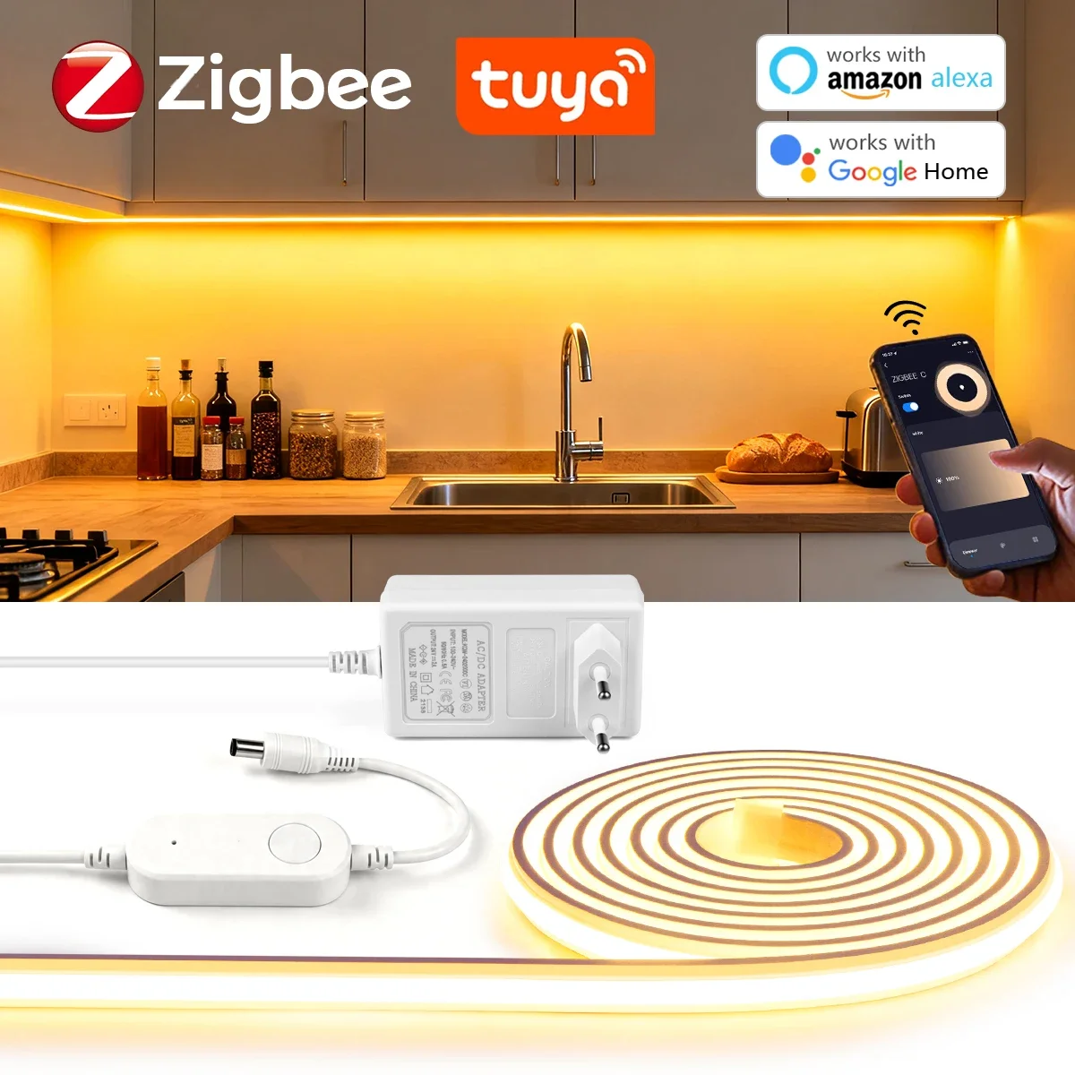 Smart Zigbee Neon Strip Light DC 24V Tuya App Voice Control Support Alexa Google Home 180° Beam Angle Flexible Neon Rope Light
Smart Zigbee Neon Strip Light DC 24V Tuya App Voice Control Support Alexa Google Home 180° Beam Angle Flexible Neon Rope Light