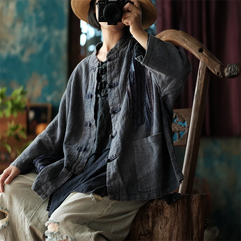 Chinese Style Cotton Linen Casual Shirt Women New 2025 Spring Vintage Stand Collar Loose Female Tops Shirts Oversized M515
Chinese Style Cotton Linen Casual Shirt Women New 2025 Spring Vintage Stand Collar Loose Female Tops Shirts Oversized M515