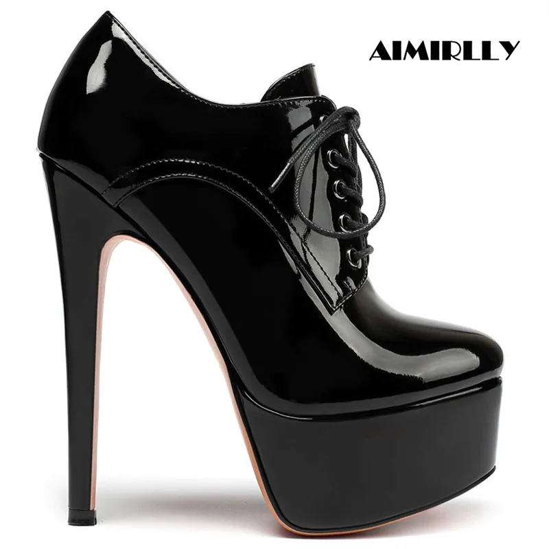 Women Black Patent Platform Stiletto Ankle Boots Lace Up Zipper High Heel Booties Sexy Party Club Shoes
Women Black Patent Platform Stiletto Ankle Boots Lace Up Zipper High Heel Booties Sexy Party Club Shoes