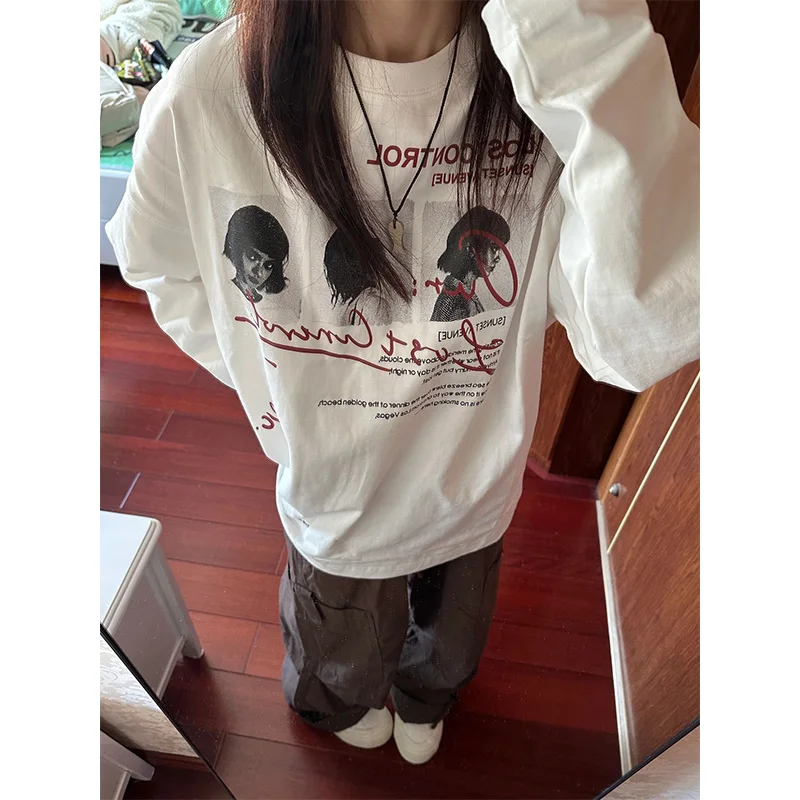 Retro American Couple Matching Long Sleeve round Neck T-Shirt Women's Spring Autumn Thin Loose Design Trendy Sweatshirt
Retro American Couple Matching Long Sleeve round Neck T-Shirt Women's Spring Autumn Thin Loose Design Trendy Sweatshirt