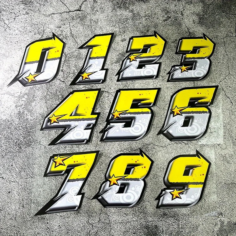 Набор наклеек с динамическими желтыми и серебряными номерами, 1 шт., – идеально подходит для очаровательных рамок велосипеда, поверхностей шлема, спереди журнала
Набор наклеек с динамическими желтыми и серебряными номерами, 1 шт., – идеально подходит для очаровательных рамок велосипеда, поверхностей шлема, спереди журнала