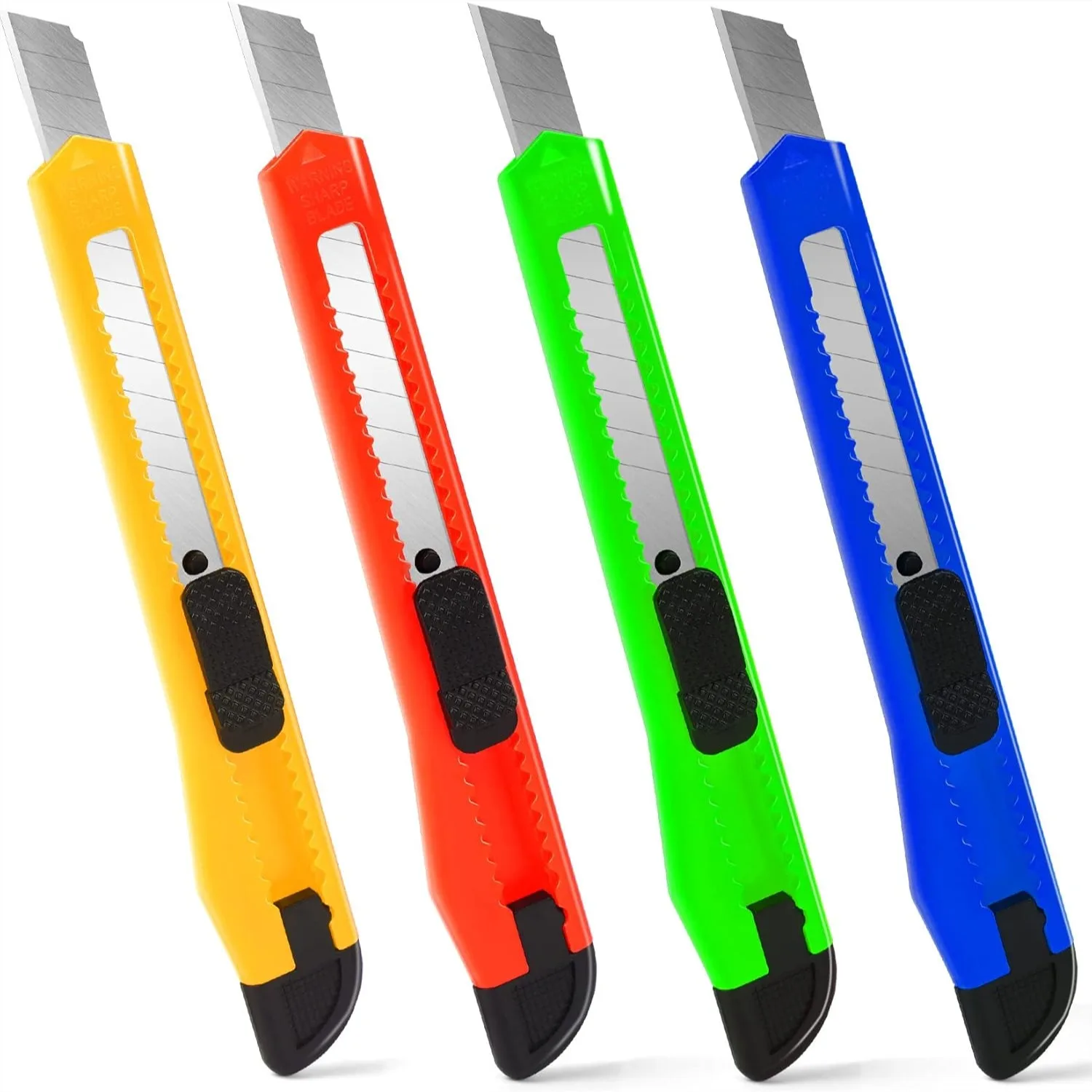 4 Pack Box Cutter 9mm Snap-off Utility Knife Retractable for Opening Packages Cartons Office Home Use
4 Pack Box Cutter 9mm Snap-off Utility Knife Retractable for Opening Packages Cartons Office Home Use