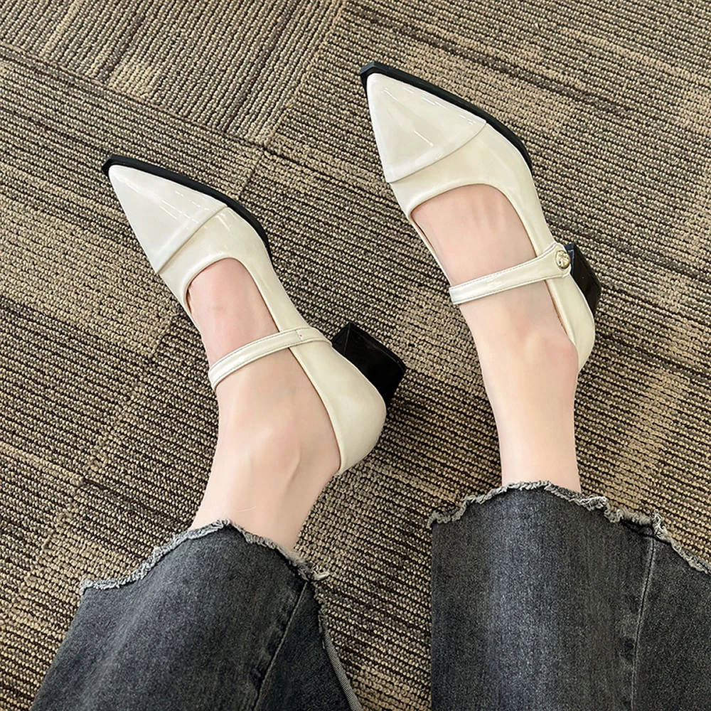 Block Heel Single Shoes Summer New Pointed Toe Shallow Mouth Splice One Strap Anti-slip Wear-resistant Kitten Heel Shoes
Block Heel Single Shoes Summer New Pointed Toe Shallow Mouth Splice One Strap Anti-slip Wear-resistant Kitten Heel Shoes