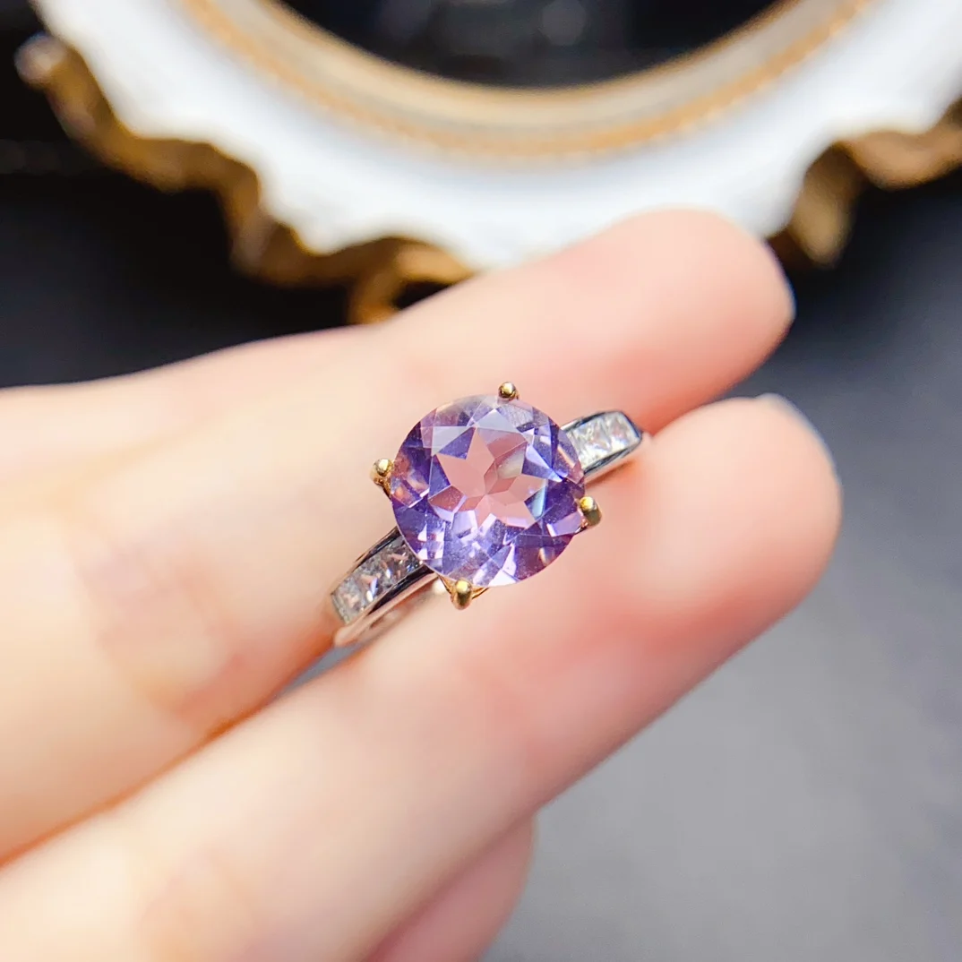 9mm Fashion Natural Amethyst Ring Real S925 Sterling Silver Certificate Fine Charm Weddings Jewelry for Women Hot Sales FS
9mm Fashion Natural Amethyst Ring Real S925 Sterling Silver Certificate Fine Charm Weddings Jewelry for Women Hot Sales FS