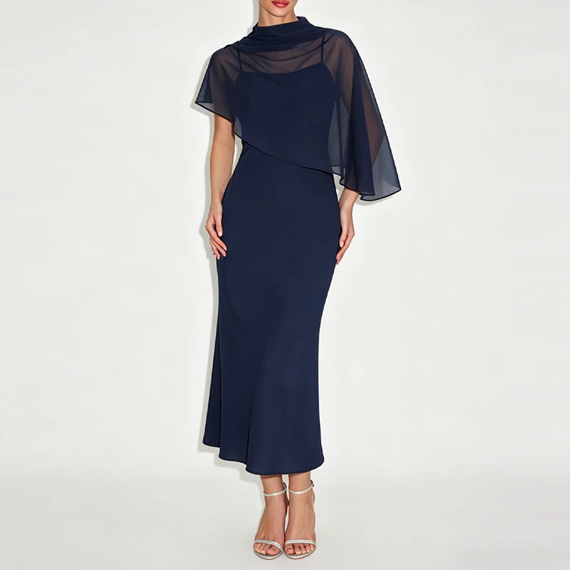 Women Fashion Clothing Temperament Solid Party Dress Summer Luxury Style Draped Gown Elegant O-neck Cape Sleeve Satin Long Dress
Women Fashion Clothing Temperament Solid Party Dress Summer Luxury Style Draped Gown Elegant O-neck Cape Sleeve Satin Long Dress