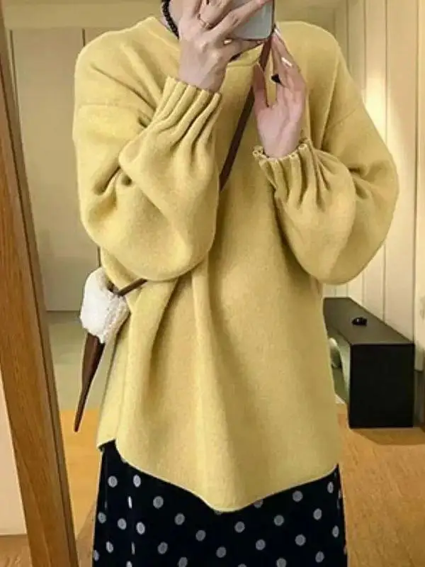 Chic Pure Color round Neck Long Sleeve Soft Sweater Women's Spring Design Slimming Knitted Top Trendy Loose Fit Comfortable
Chic Pure Color round Neck Long Sleeve Soft Sweater Women's Spring Design Slimming Knitted Top Trendy Loose Fit Comfortable