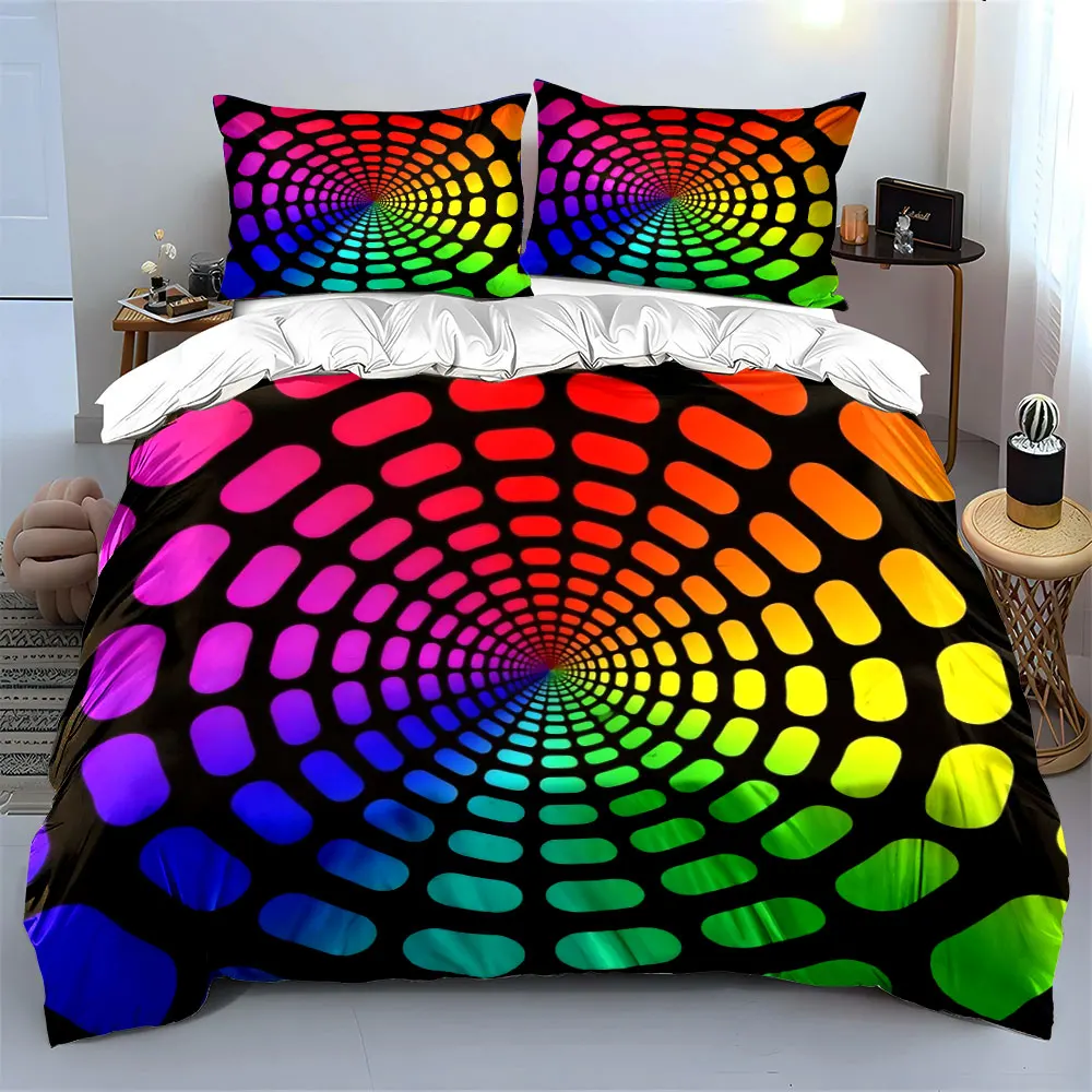 3Pcs Rainbow Oval Tunnel Dot Bedding Set, Black Base Radial Gradient Print Duvet Cover 2 Pillowcases King Queen, Gift
3Pcs Rainbow Oval Tunnel Dot Bedding Set, Black Base Radial Gradient Print Duvet Cover 2 Pillowcases King Queen, Gift