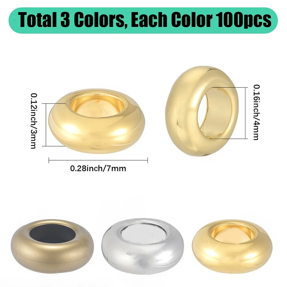 300Pcs 3 Colors Alloy Spacer Beads Rondelle Cadmium Free Nickel Free Lead Free Mixed Color 7x3mm Hole: 4mm 100pcs/color
300Pcs 3 Colors Alloy Spacer Beads Rondelle Cadmium Free Nickel Free Lead Free Mixed Color 7x3mm Hole: 4mm 100pcs/color