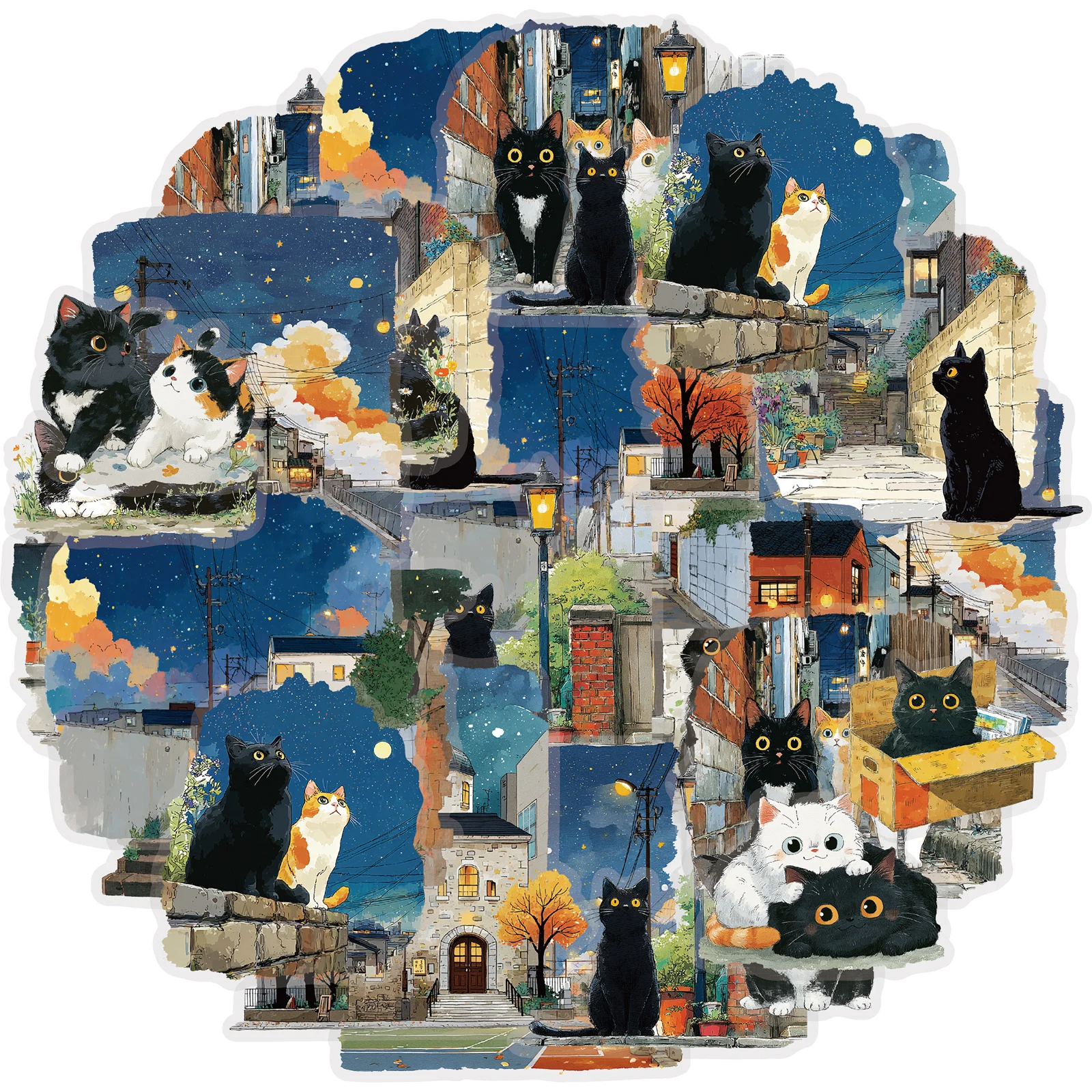 Etori Life Nighttime Wanderer Night Scenery Cute Cat Stickers 15Pcs Watercolor Style Journal Decoration Stickers for Laptop, Water Bottle, Suitcase, Phone Stickers, Photo Album, Children's Gift Paper Bag, Gift Box Packaging, Toy Stickers, Gift for Friends
Etori Life Nighttime Wanderer Night Scenery Cute Cat Stickers 15Pcs Watercolor Style Journal Decoration Stickers for Laptop, Water Bottle, Suitcase, Phone Stickers, Photo Album, Children's Gift Paper Bag, Gift Box Packaging, Toy Stickers, Gift for Friends