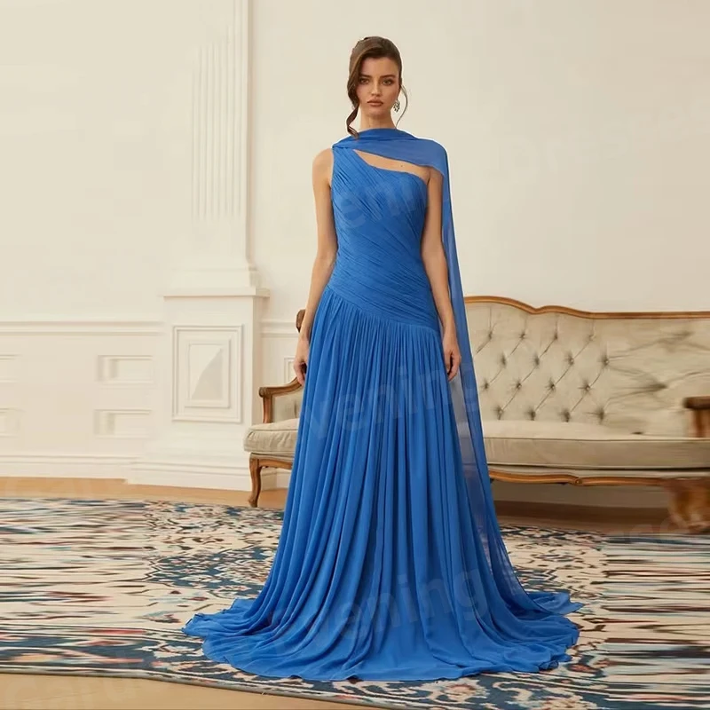 Graceful A Line Women's Evening Dresses One Shoulder Sleeveless Prom Gowns Vestidos Para Mujer Customized Party Robe De Soirée
Graceful A Line Women's Evening Dresses One Shoulder Sleeveless Prom Gowns Vestidos Para Mujer Customized Party Robe De Soirée