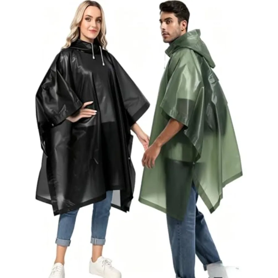 2-Pack Reusable Rain Ponchos for Adults, Raincoats Emergency Survival for Women/Men Hood and Drawstring
2-Pack Reusable Rain Ponchos for Adults, Raincoats Emergency Survival for Women/Men Hood and Drawstring