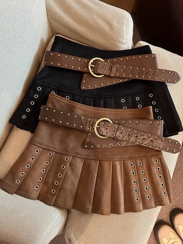 Slimming High Waist Suede Skirt with Belt Pleated A-Line Skirt Anti-Light Autumn New Style Girls Citywalk Fashion Skirt
Slimming High Waist Suede Skirt with Belt Pleated A-Line Skirt Anti-Light Autumn New Style Girls Citywalk Fashion Skirt