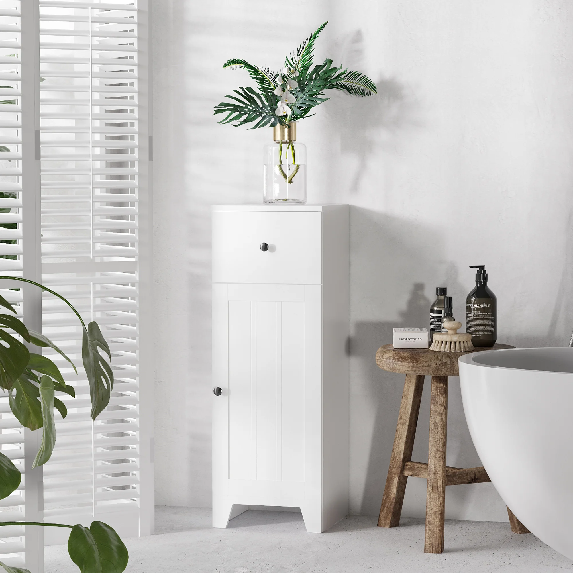 Short Bathroom Storage Cabinet, Cabinet Organizer with 1 Drawer and Adjustable Shelf for Living Room, White
Short Bathroom Storage Cabinet, Cabinet Organizer with 1 Drawer and Adjustable Shelf for Living Room, White