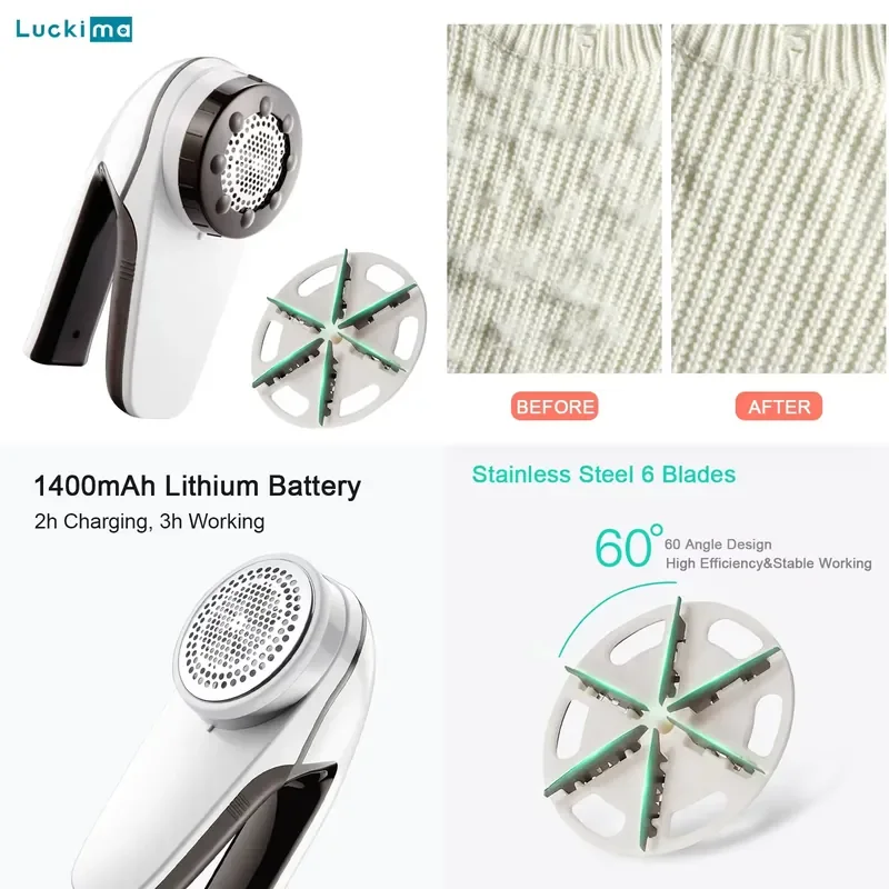 6-blades Sweater Fabric Shaver Lint Remover USB Rechargeable Portable Traveling Clothes Fuzz Pills Defuzzer Hair Ball Trimmer
6-blades Sweater Fabric Shaver Lint Remover USB Rechargeable Portable Traveling Clothes Fuzz Pills Defuzzer Hair Ball Trimmer