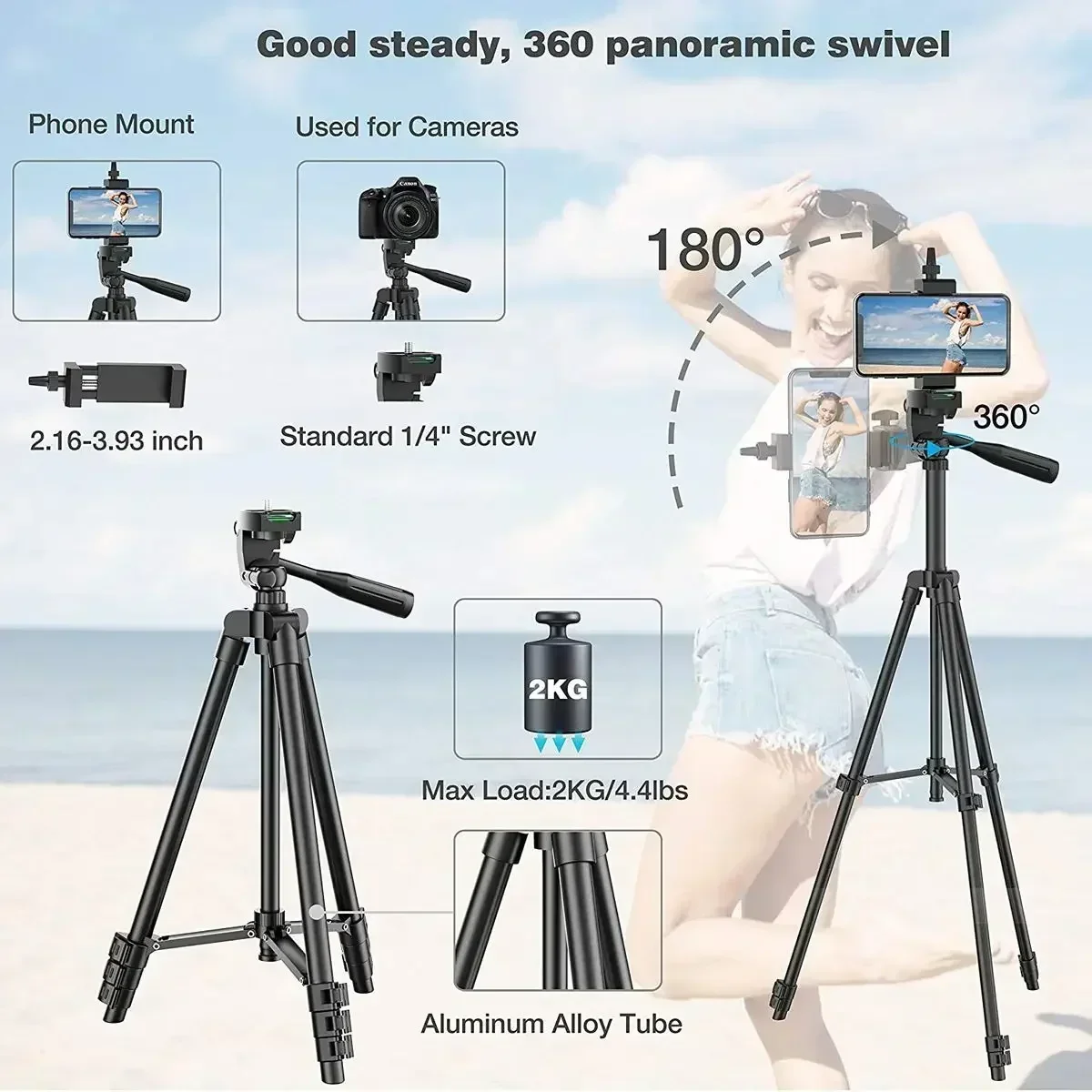 Tripod For Phone Camera Tripod Stand with Bluetooth Remote Phone Holder Lightweight Universal Photography For Xiaomi Huawei DSLR
Tripod For Phone Camera Tripod Stand with Bluetooth Remote Phone Holder Lightweight Universal Photography For Xiaomi Huawei DSLR