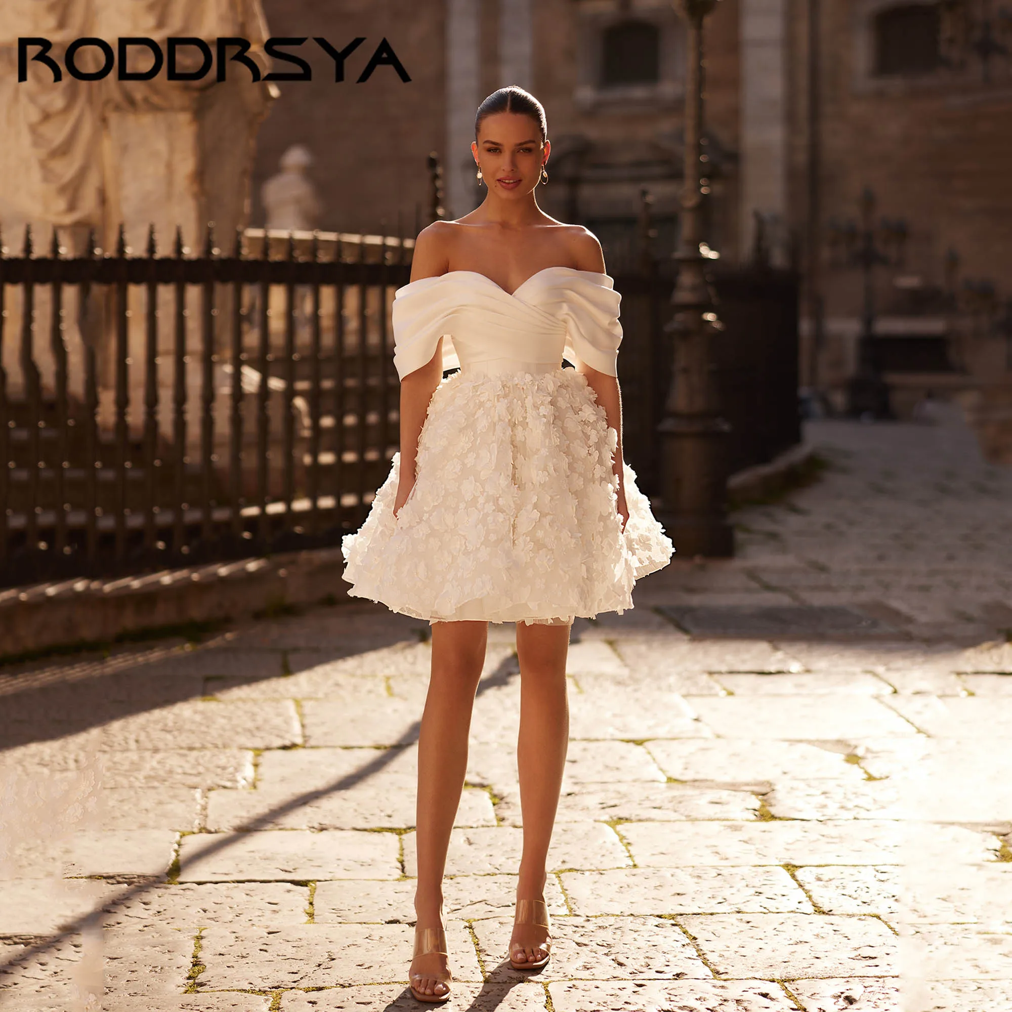 RODDRSYA Short 3D Floral Wedding Dress A-line Off Shoulder Bridal Party Gowns Elegant Mini Backless vestidos de novia Customized
RODDRSYA Short 3D Floral Wedding Dress A-line Off Shoulder Bridal Party Gowns Elegant Mini Backless vestidos de novia Customized