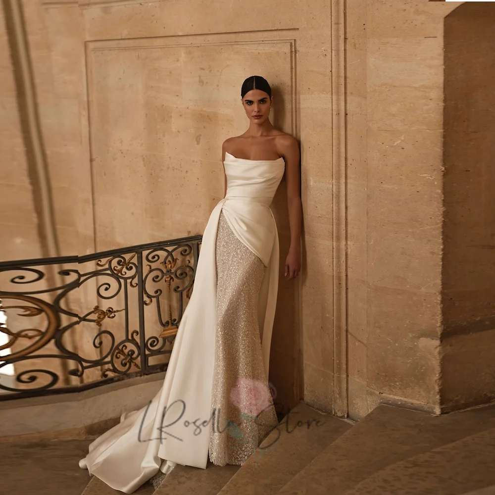 LRosella Strapless Neckline Satin and Sequined Lace Two Pieces 2025 Bridal Gown Customized Mermaid Zipper Wedding Dresses
LRosella Strapless Neckline Satin and Sequined Lace Two Pieces 2025 Bridal Gown Customized Mermaid Zipper Wedding Dresses