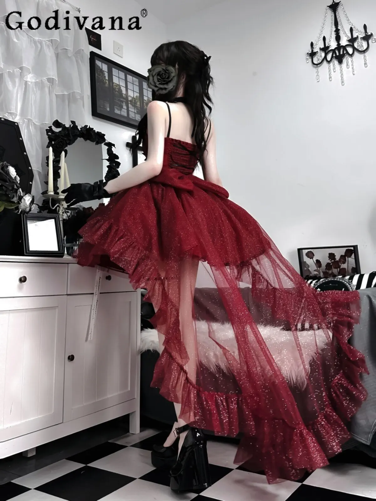 French Hepburn Style Red Lolita Trailing Princess Long Dress Birthday Bar Mitzvah Cute Fluffy Dress Dark Gothic Dresses
French Hepburn Style Red Lolita Trailing Princess Long Dress Birthday Bar Mitzvah Cute Fluffy Dress Dark Gothic Dresses