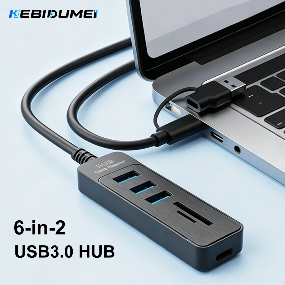 KEBIDUMEI 6 Ports USB 3.0 HUB 5Gbps High Speed Multi USB Splitter Type C Hub Expander OTG Adapter SD TF Slot for Laptop Macbook
KEBIDUMEI 6 Ports USB 3.0 HUB 5Gbps High Speed Multi USB Splitter Type C Hub Expander OTG Adapter SD TF Slot for Laptop Macbook