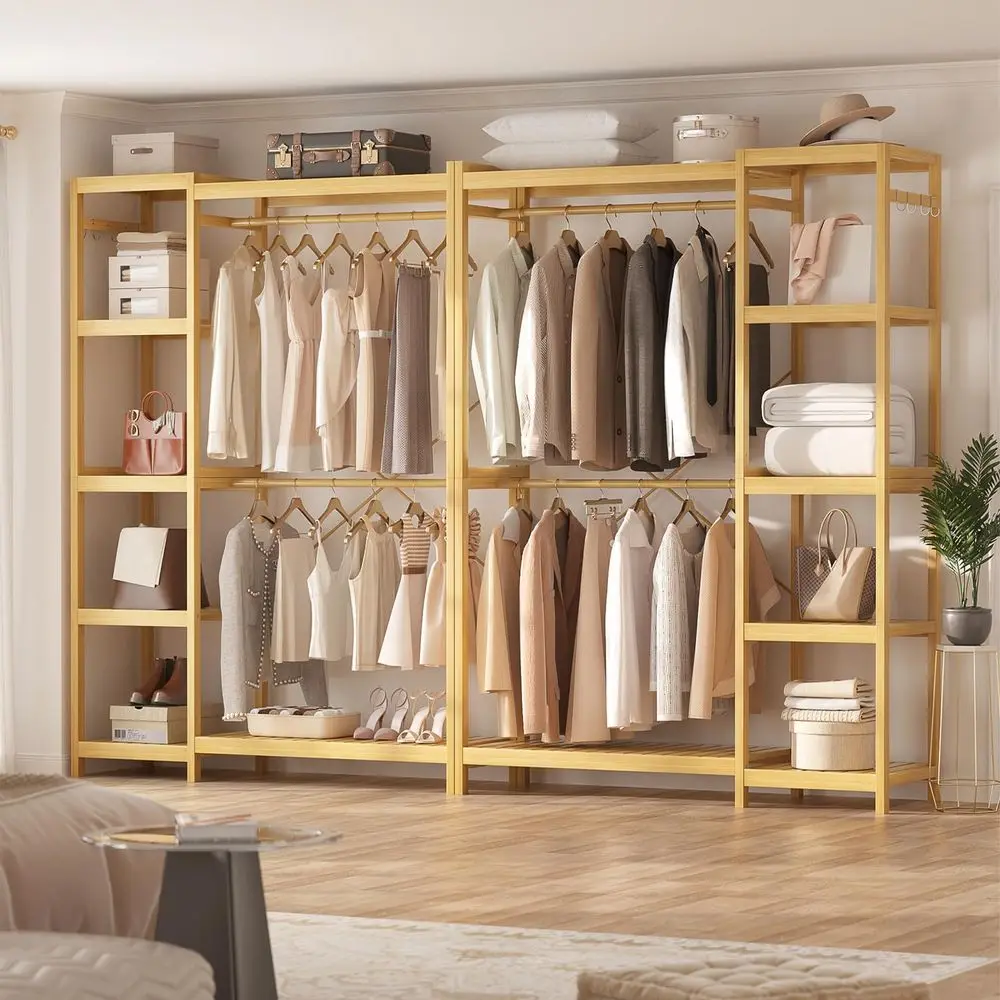 Bamboo Closet System, Heavy Duty Clothing Rack for Hanging Clothes, Freestanding Clothes Rack with 7 Adjustable Shelves amp 2 R
Bamboo Closet System, Heavy Duty Clothing Rack for Hanging Clothes, Freestanding Clothes Rack with 7 Adjustable Shelves amp 2 R