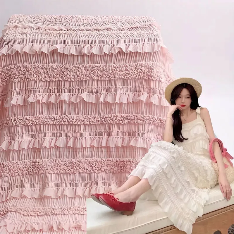 Spring Summer Striped Elastic Pleated Fungus Edge Chiffon Fabric Women's Dress Hook Embroidered Cake Skirt Embroidered Fabric
Spring Summer Striped Elastic Pleated Fungus Edge Chiffon Fabric Women's Dress Hook Embroidered Cake Skirt Embroidered Fabric
