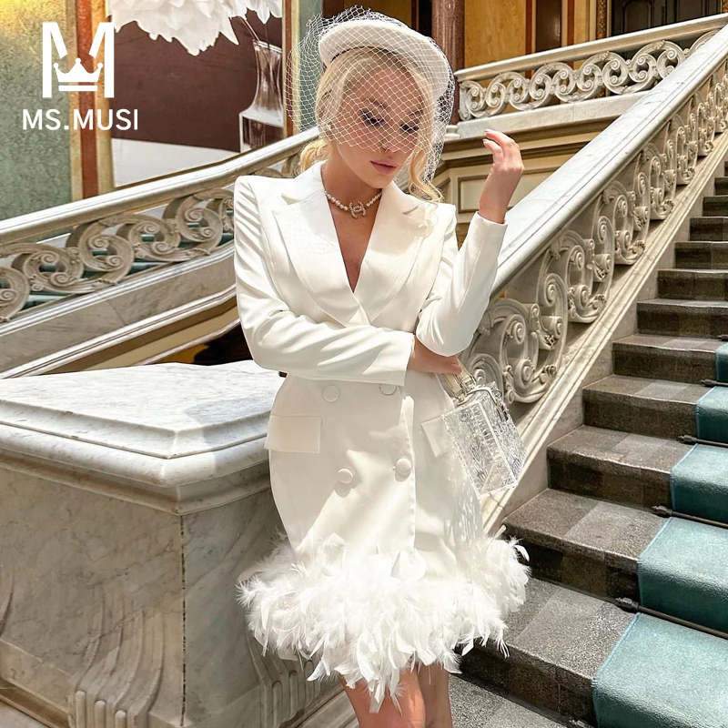 MSMUSI 2023 New Fashion Women Sexy White Feather Turn Down Collar Jacket Long Sleeve Bodycon Party Club Event Midi Blazer Dress
MSMUSI 2023 New Fashion Women Sexy White Feather Turn Down Collar Jacket Long Sleeve Bodycon Party Club Event Midi Blazer Dress