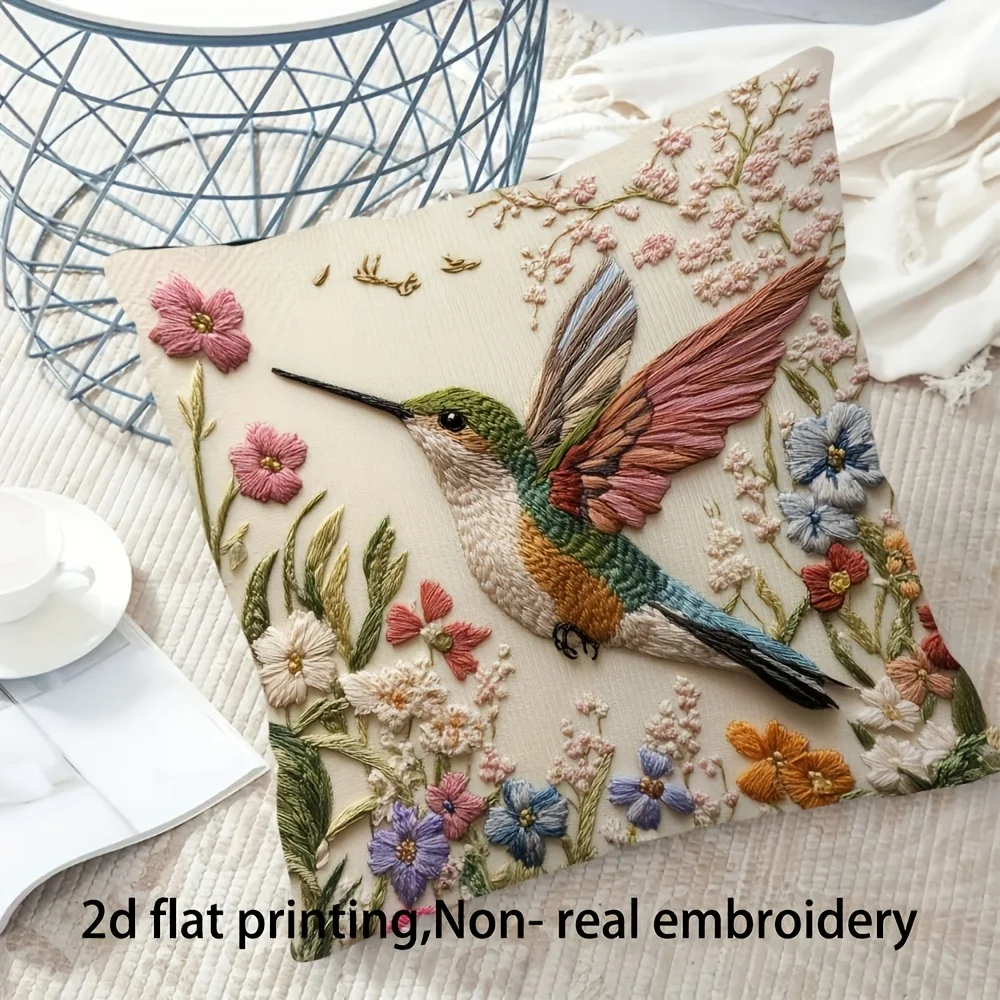 2D Planar Design, 1 Hummingbird and Floral Pattern Pillowcase, Double-sided, Without Pillow Filling Material
2D Planar Design, 1 Hummingbird and Floral Pattern Pillowcase, Double-sided, Without Pillow Filling Material