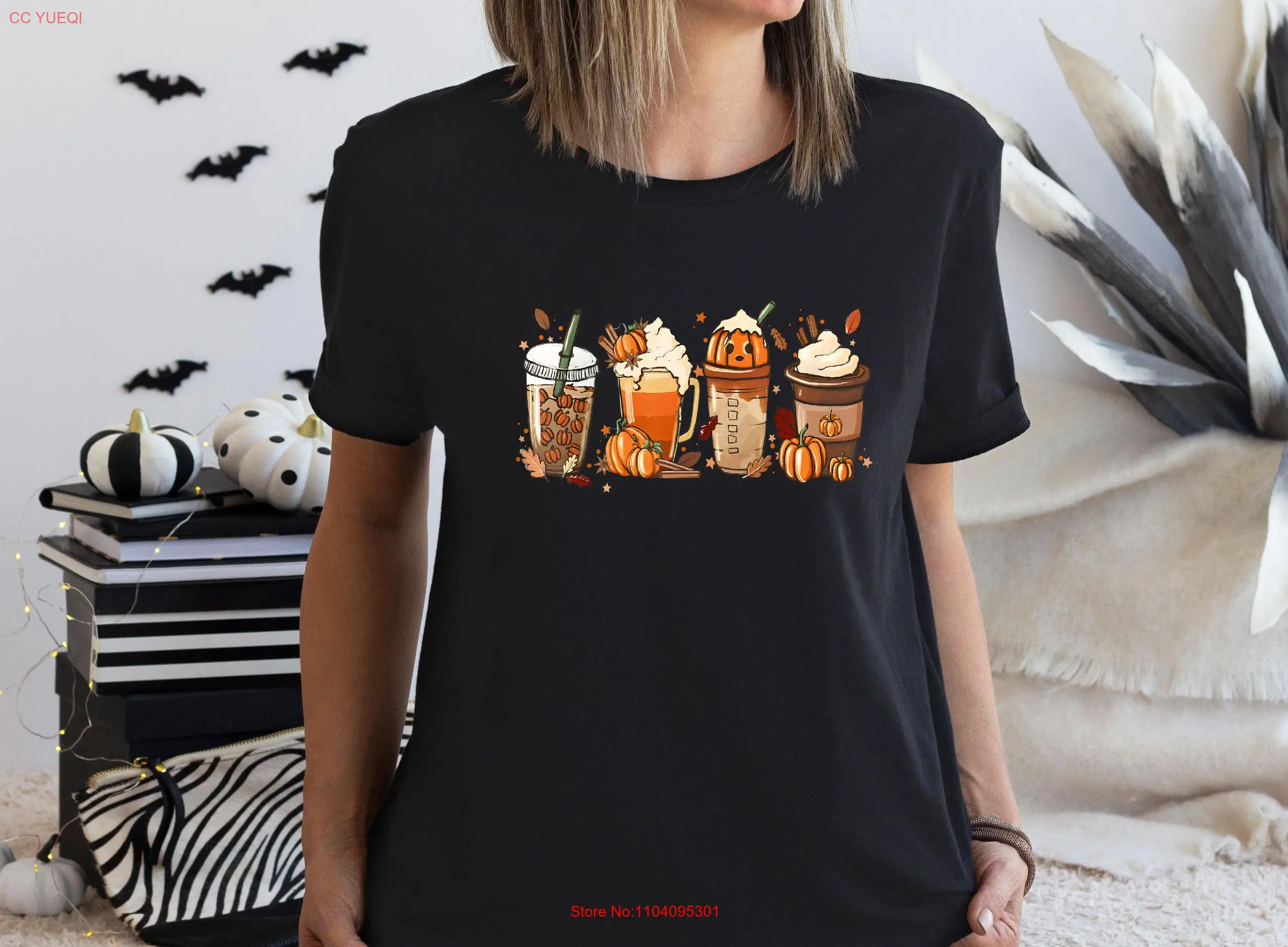 Halloween Coffee T Shirt Pumpkin Fall Spice Cute Spooky For Her long or short sleeves
Halloween Coffee T Shirt Pumpkin Fall Spice Cute Spooky For Her long or short sleeves