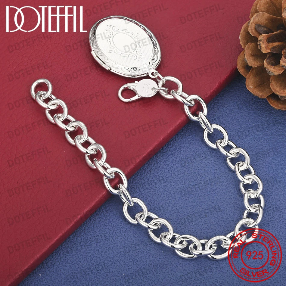 925 Sterling Silver 8-inch Delicate Oval Photo Frame Flip-Top Bracelet for Women, Fashionable Wedding Gift, Party Jewelry
925 Sterling Silver 8-inch Delicate Oval Photo Frame Flip-Top Bracelet for Women, Fashionable Wedding Gift, Party Jewelry