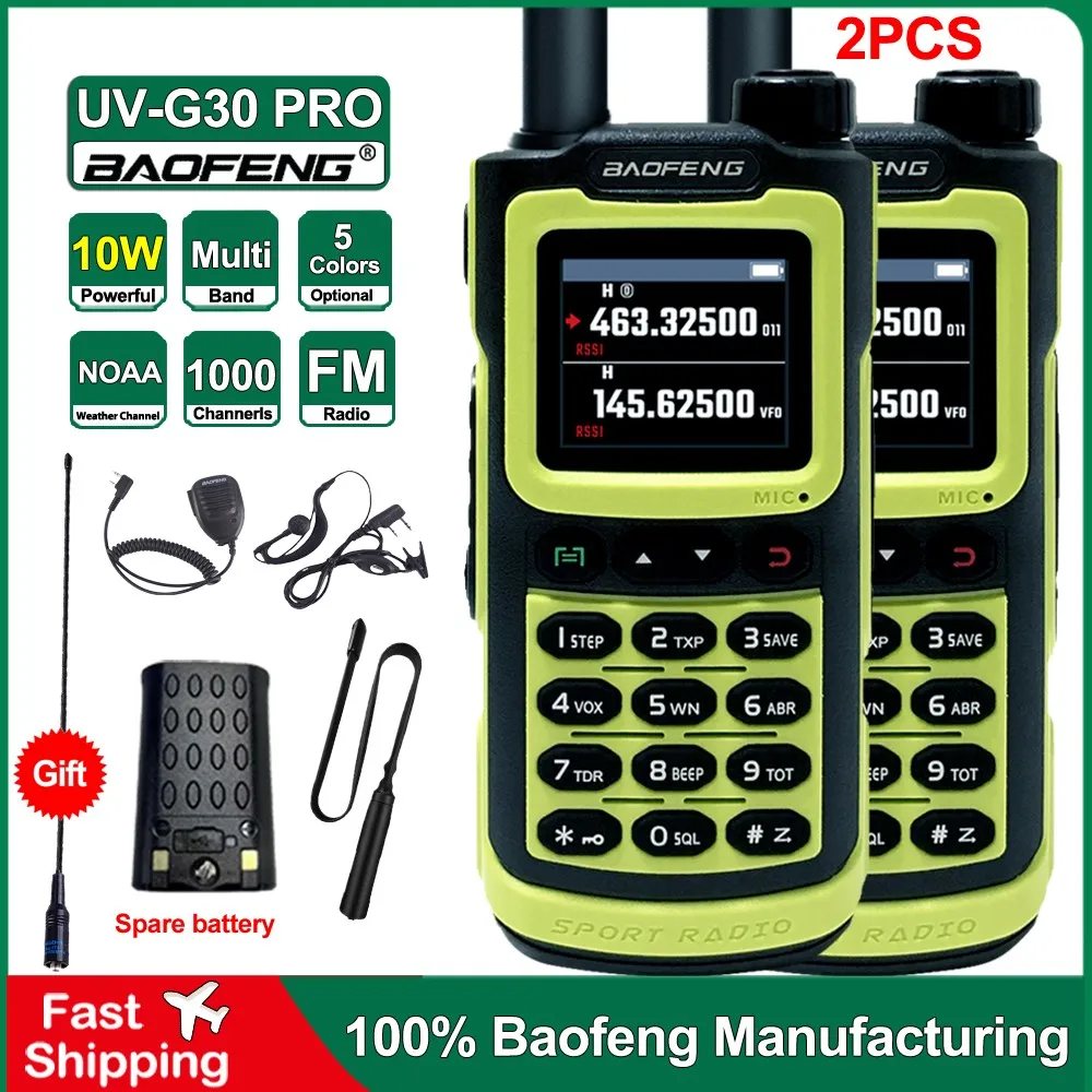 2Pcs BaoFeng UV-G30 PRO 10W WalkieTalkie Multi band Type-C Charger LCD Display Portable Long Range Two-way Audio Transceiver
2Pcs BaoFeng UV-G30 PRO 10W WalkieTalkie Multi band Type-C Charger LCD Display Portable Long Range Two-way Audio Transceiver