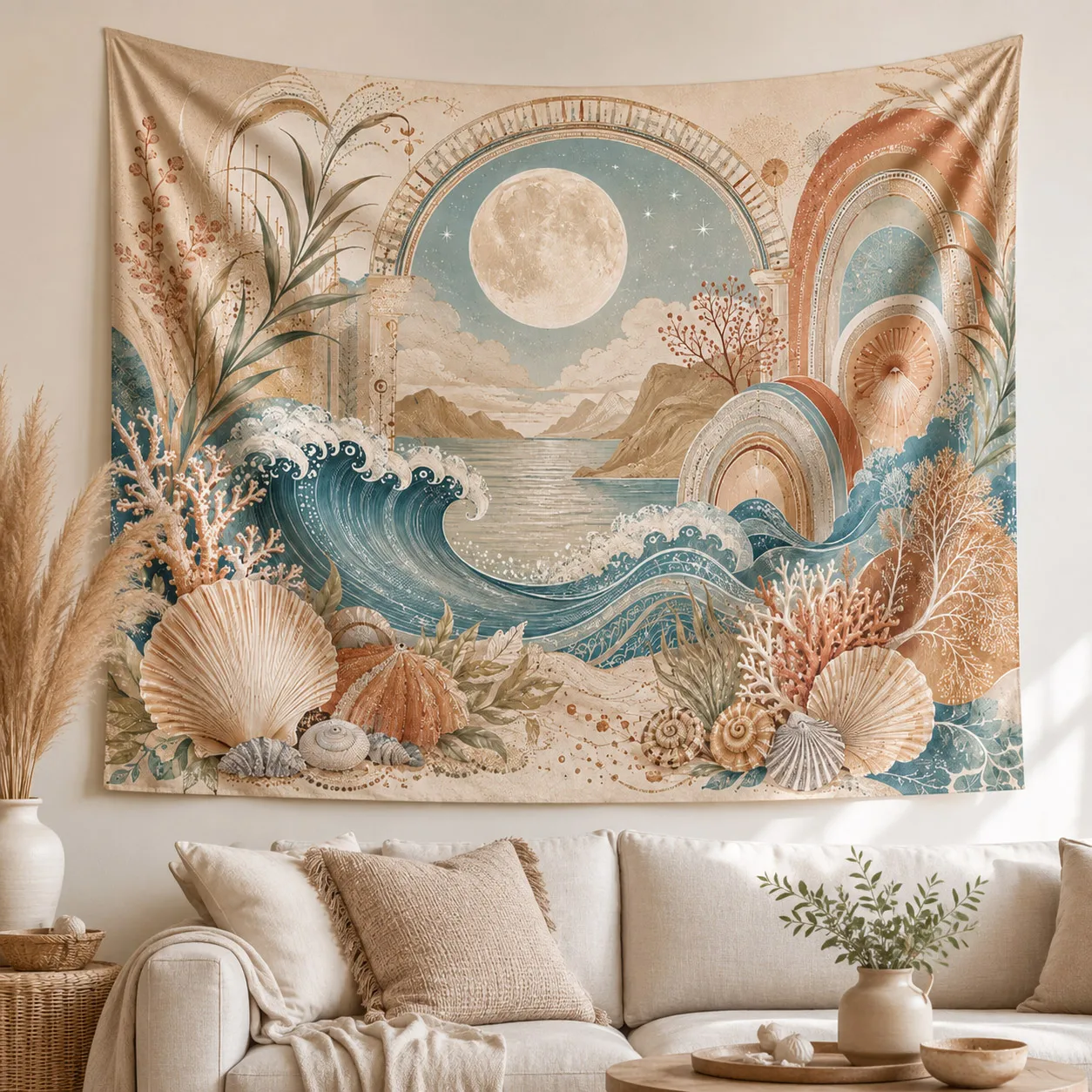 Boho Ocean Wave Wall Tapestry Moon Landscape Wall Hanging Aesthetic Room Decor Fabric Tapestries Gift for Friends
Boho Ocean Wave Wall Tapestry Moon Landscape Wall Hanging Aesthetic Room Decor Fabric Tapestries Gift for Friends