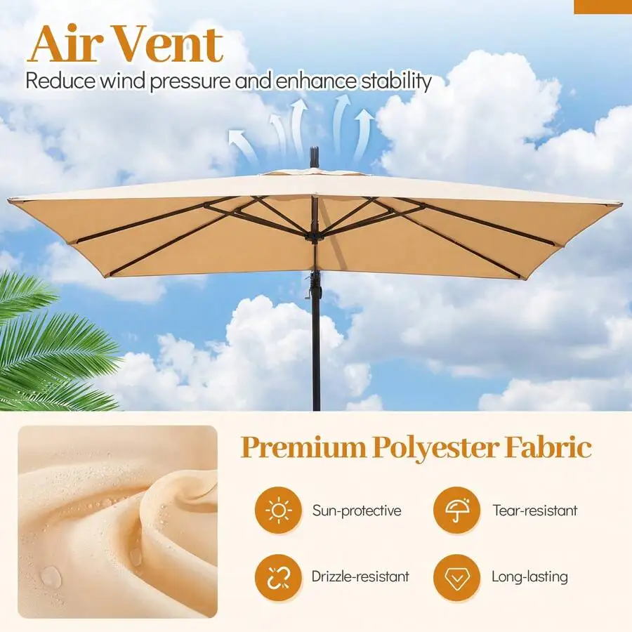 8X8 Ft Square Offset Cantilever Patio Umbrella With Air Vent Premium Polyester Fabric
8X8 Ft Square Offset Cantilever Patio Umbrella With Air Vent Premium Polyester Fabric