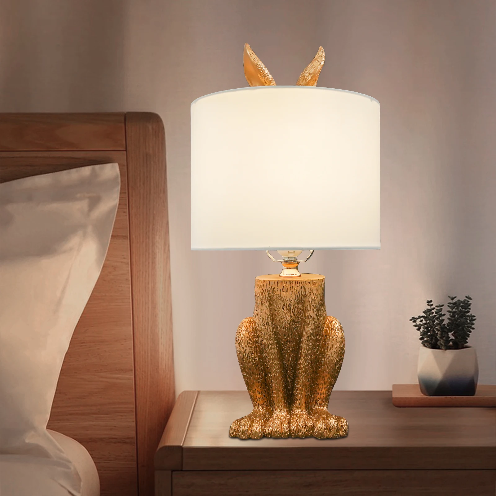 Gold Cute Rabbit Shape Table Lamp Creative Bunny Desk Light Bedside Lamp Light Decoration LED Nightlight with Push Button Switch
Gold Cute Rabbit Shape Table Lamp Creative Bunny Desk Light Bedside Lamp Light Decoration LED Nightlight with Push Button Switch