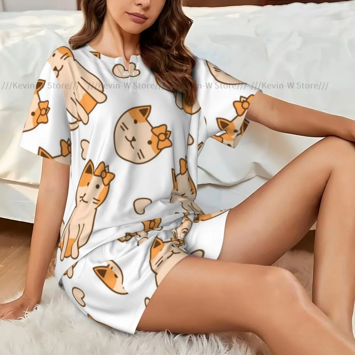 Women Pajamas Homewear Set Cute Cat Abstract Pattern Short-Sleeved Two-Piece Set Girl Nightwear Loungewear Sleepwear
Women Pajamas Homewear Set Cute Cat Abstract Pattern Short-Sleeved Two-Piece Set Girl Nightwear Loungewear Sleepwear