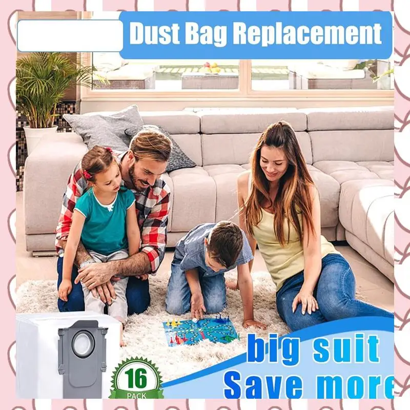 HHTL 16-упаковка одноразового пылесборника для Roborock Q5 Q5+ Q7 Q7+ Q7 Max Q7 Max+ S7 Maxv Ultra S8+ S8 Pro Ultra Robot Vacuum
HHTL 16-упаковка одноразового пылесборника для Roborock Q5 Q5+ Q7 Q7+ Q7 Max Q7 Max+ S7 Maxv Ultra S8+ S8 Pro Ultra Robot Vacuum