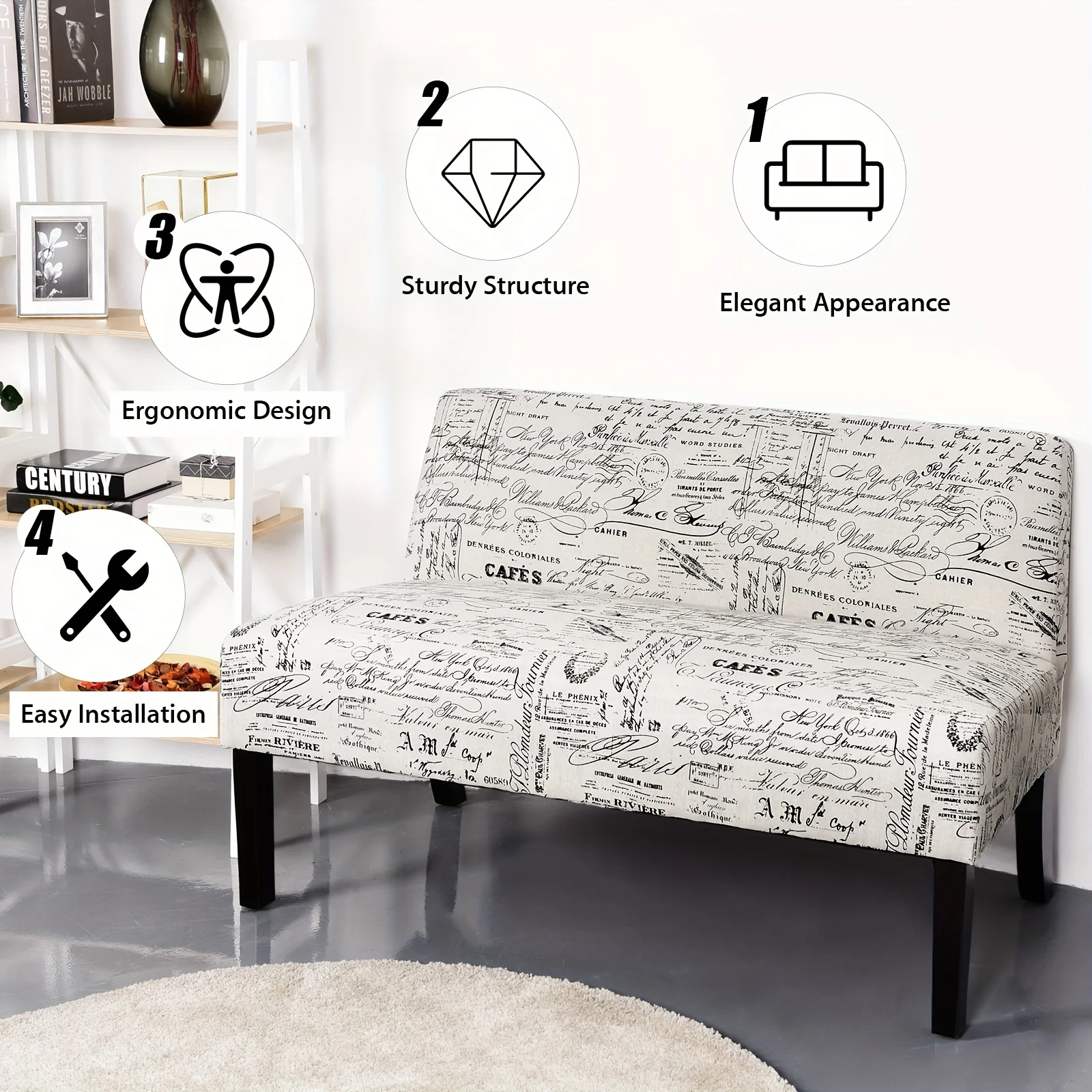 Armless Loveseat Sofa Fabric Settee Bench Bed Chair Wooden Leg Living Room New
Armless Loveseat Sofa Fabric Settee Bench Bed Chair Wooden Leg Living Room New