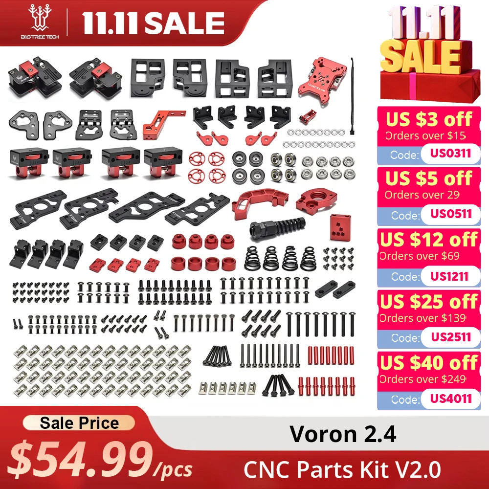 VORON 2.4 CNC Parts Kit V2.0 Hardware Upgrade High Speed Higher Strength with Z AB Drive Tool free Tension XYZ joint 3D Printer
VORON 2.4 CNC Parts Kit V2.0 Hardware Upgrade High Speed Higher Strength with Z AB Drive Tool free Tension XYZ joint 3D Printer