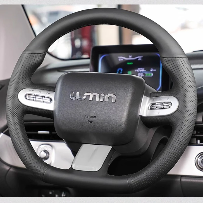 Для Changan Lumin 2023 2024, прошитый вручную нескользящий черный чехол на руль автомобиля из натуральной кожи 
Для Changan Lumin 2023 2024, прошитый вручную нескользящий черный чехол на руль автомобиля из натуральной кожи