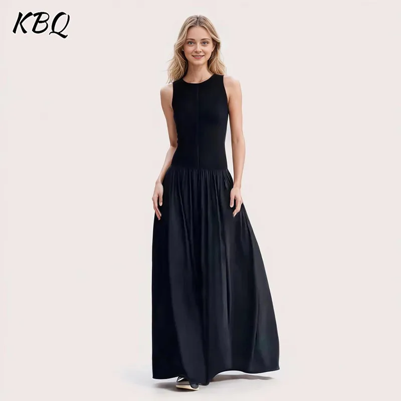 KBQ Summer Slim Dress For Women Round Neck Sleeveless High Waist Spliced Pockets Long Casual Dresses Female Clothing Style New
KBQ Summer Slim Dress For Women Round Neck Sleeveless High Waist Spliced Pockets Long Casual Dresses Female Clothing Style New
