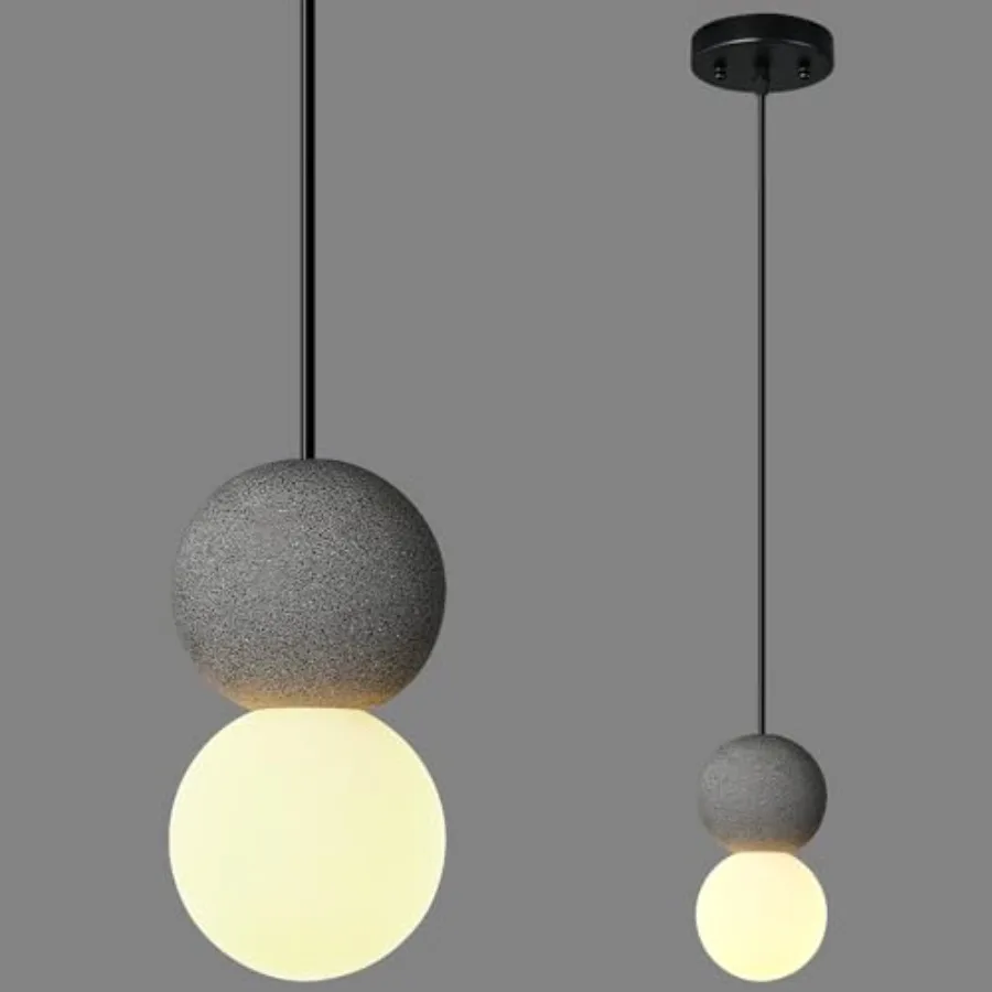 Modern Black 1-Light Concrete Pendant Light Kitchen Island Ceiling Light Fixture White Glass Globe Ball Pendant Lighting for Di
Modern Black 1-Light Concrete Pendant Light Kitchen Island Ceiling Light Fixture White Glass Globe Ball Pendant Lighting for Di