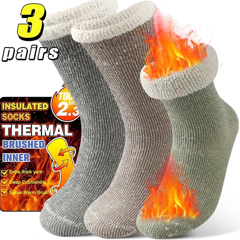 3Pairs Women's Casual Solid Heavy Knit Sports Crew Socks Winter High Quality Plush Thermal Mid-Calf Sock for Snow/Indoor/Outdoor
3Pairs Women's Casual Solid Heavy Knit Sports Crew Socks Winter High Quality Plush Thermal Mid-Calf Sock for Snow/Indoor/Outdoor