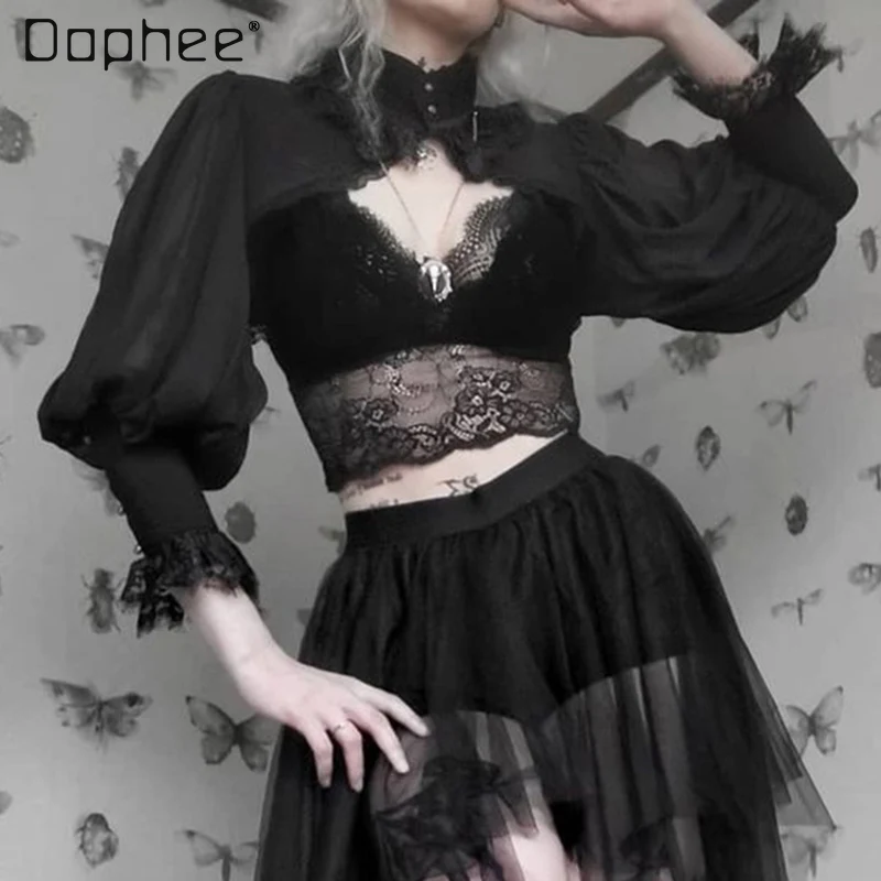 Vintage Black Lace Stitching Long Sleeve Inverness Short Shawl Coat Lolita Women's Court Style Cover-up Outerwear Crop Jacket
Vintage Black Lace Stitching Long Sleeve Inverness Short Shawl Coat Lolita Women's Court Style Cover-up Outerwear Crop Jacket