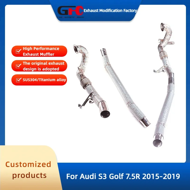 GFC Catless Downpipe Exhaust pipe for Audi S3 Golf 7.5R 2.0T 2015-2019 High-Performance Stainless Steel Exhaust Muffler System
GFC Catless Downpipe Exhaust pipe for Audi S3 Golf 7.5R 2.0T 2015-2019 High-Performance Stainless Steel Exhaust Muffler System