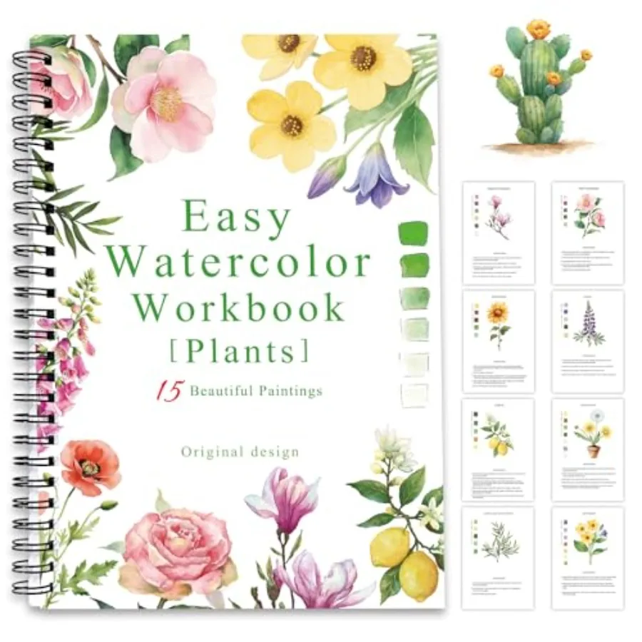 Watercolor Workbook Flower, 15 Different Patterns of Original DIY Designs, Beginner-Friendly Watercolor Workbooks
Watercolor Workbook Flower, 15 Different Patterns of Original DIY Designs, Beginner-Friendly Watercolor Workbooks