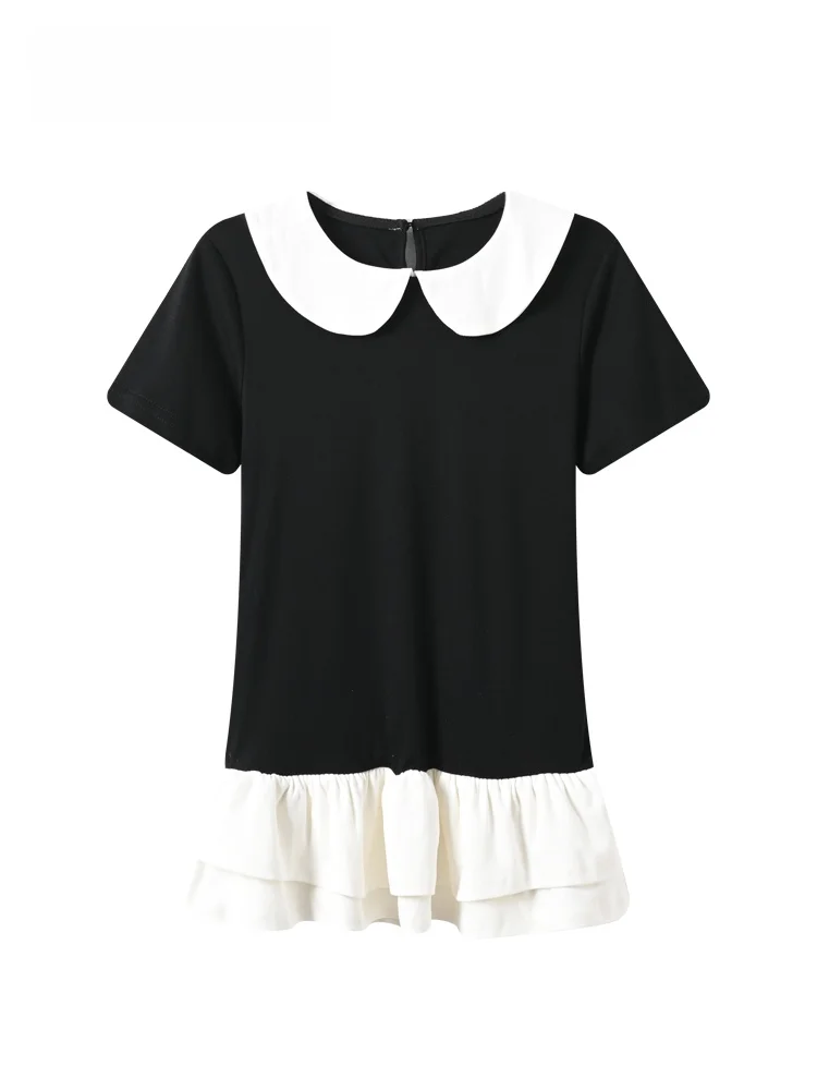 Korean Style plus Size Women's T-Shirt Short Sleeve Baby Doll Collar Lace Trim Slimming Top Summer Fashion Casual Wear
Korean Style plus Size Women's T-Shirt Short Sleeve Baby Doll Collar Lace Trim Slimming Top Summer Fashion Casual Wear