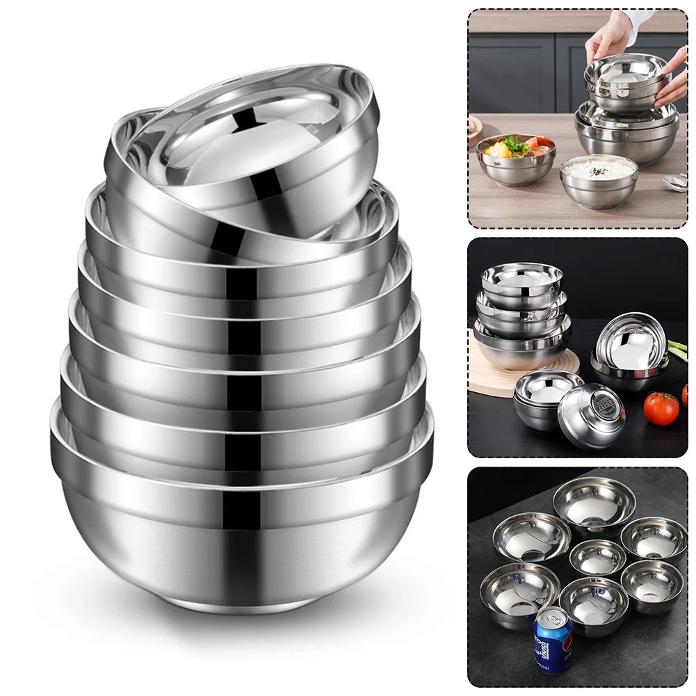 11.5-18cm Double Layer Insulation Stainless Steel Bowls Salad Bowl Deep Dish Tableware Tools Accessories For Rice Fruits Vegetab
11.5-18cm Double Layer Insulation Stainless Steel Bowls Salad Bowl Deep Dish Tableware Tools Accessories For Rice Fruits Vegetab