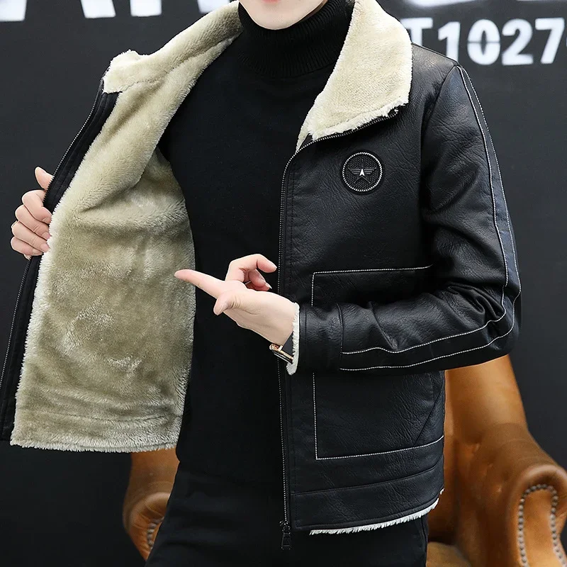 Mens Fashion Leather Jacket Slim Fit fur Collar PU Jacket Male Motorcycle Zipper Jackets Men fleece and warm winter jackets
Mens Fashion Leather Jacket Slim Fit fur Collar PU Jacket Male Motorcycle Zipper Jackets Men fleece and warm winter jackets
