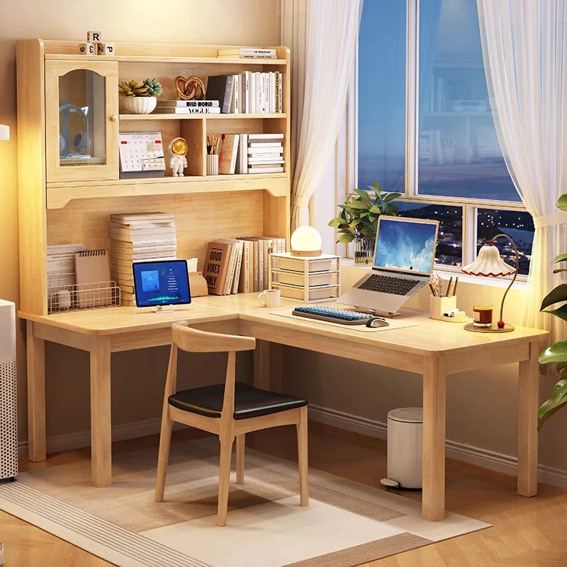Solid wood corner desk bookshelf integrated table semi-enclosed desktop computer table Student home L-shaped corner study table
Solid wood corner desk bookshelf integrated table semi-enclosed desktop computer table Student home L-shaped corner study table
