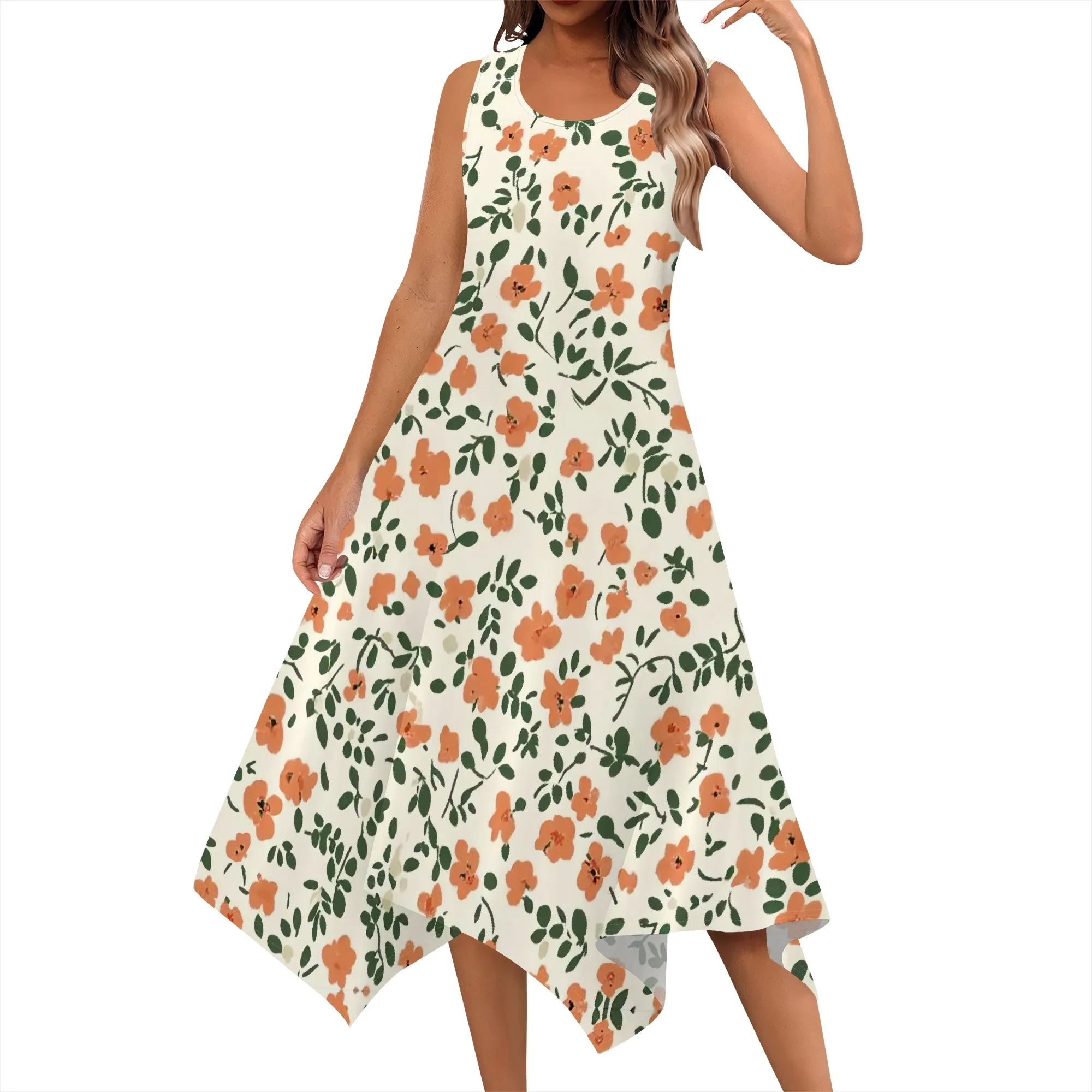Women Casual Loose Boho Dresses Crewneck Short Sleeve Vintage Floral Pattern Dress Hankerchief Hem Midi Beach Dress
Women Casual Loose Boho Dresses Crewneck Short Sleeve Vintage Floral Pattern Dress Hankerchief Hem Midi Beach Dress